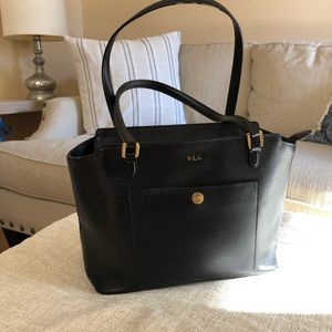 Ralph Lauren Leather Shoulder Bag. Black